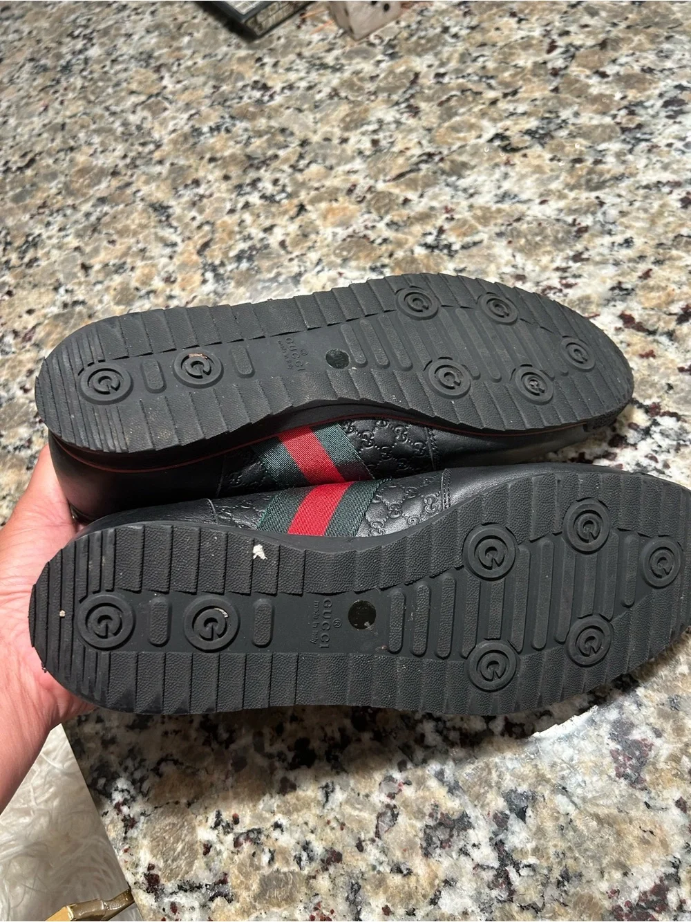 Gucci Leather Web Sneaker 'Black' , 233334 Size 10.5G